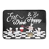 Bistro Fat Chef Dish Drying Mat 18x24 Anti Fatigue Wine Plump Italian Red Glass Drainer Mat Black White Chubby Pasta Cook Check Dishes Pad Buffalo Plaid Dish Drainer Rack Mats Kitchen Decor