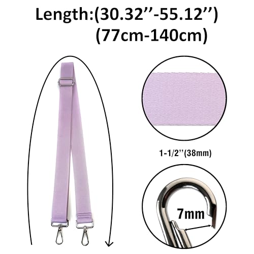Image of Lavender Purple Purse Strap with Silver Hardware 1-1 /2 Inch Wide Solid Color Replacement Crossbody Guitar Style Shoulder Strap for Handbags Totes
