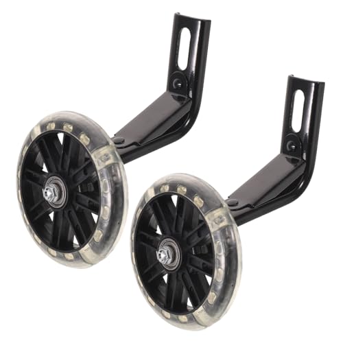 1 par de ruedas de entrenamiento para bicicleta con luz intermitente silenciosa - ruedas auxiliares para bicicleta de 12 pulgadas - ayuda para equilibrio en bicicletas infantiles, reemplazo para uso al aire libre, color negro miniatura 1