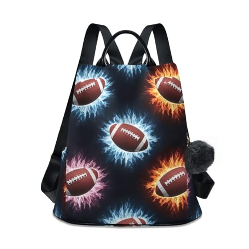 Sac à dos noir femme motif football américain voyage décontracté