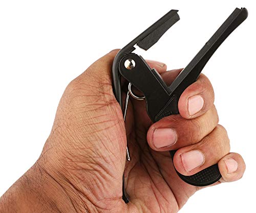 Juarez JRZ250 One Handed Trigger Guitar Metal Capo Quick Change For Ukulele, Electric And Acoustic Guitars, Silver/Black