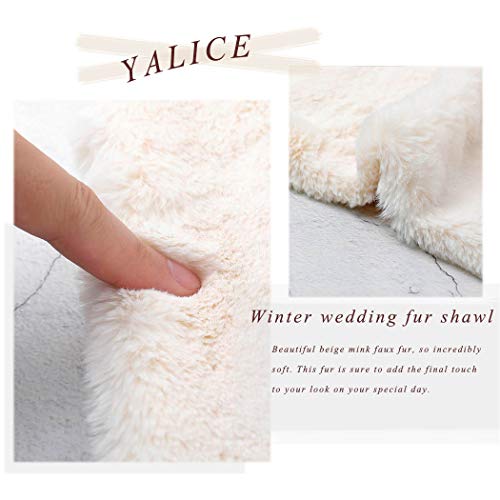 Yalice Women's Wedding Faux Fur Shawl and Wrap Bridal Fur Stole Fur Scarf for Bride and Bridesmaids4