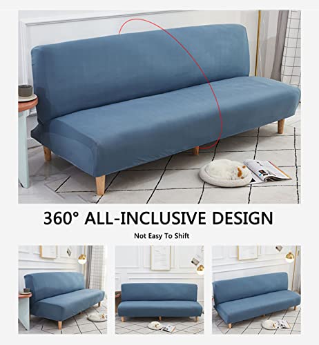 Yopoiy Stretch Armless Sofa Bed Cover Without Armrest Slipcover Solid Color Fitted Foldable Futon Cover With Elastic Bottom Removable Washable -Yellow-150-190Cm #TOP3