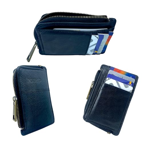 Leather Card Wallet | Genuine Leather Super-Slim Wallet Card Holder for Men and Women | Unisex Slim Card Holders (Black,, Jet Black, Minimalist4