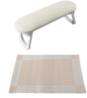 アームレスト クッション マット付き 折りたたみ ネイル ハンドピロー LEDライト ジェルライト 収納 ハンドレスト かわいい まくら 肘置き 手の枕 マニキュア ジェルネイル ネイルケア ミニ サロン ネイリスト (丸, グレージュ)