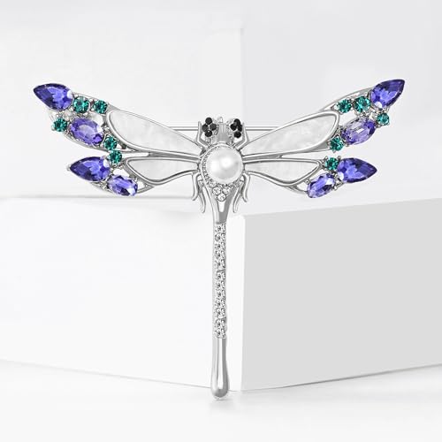 Image of Dragonfly Brooch and Pins for Women Enamel /Rhinestone Crystal Dragonfly Animals Brooches Jewelry for Mom Wife Elegant Dress Accessories Birthday Gifts