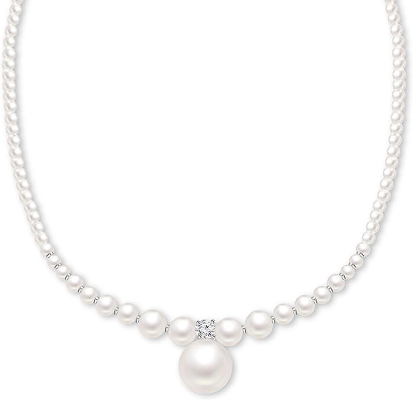 Jeulia Pearl Necklaces for Women White Pearl Choker Necklace as Pearl Wedding Jewelry Adjustable White Pearl Necklace Strand Dainty Necklace Jewelry Gifts for Her with Gift Box