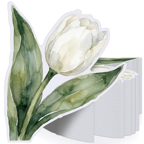 Forrafun 100 Pack Tulip Flowers Wedding Place Card Floral Seating Name Card