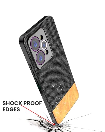 Image of Kapa Soft Fabric & Leather Hybrid Protective Back Cover for Realme 15 Pro 5G | Shockproof Slim Hard Anti Slip Back Case (Black,Brown)