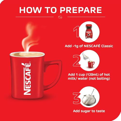 Image of NESCAFE Classic Instant Coffee Powder | Great start to your morning | 100% Pure Coffee | 24g Jar