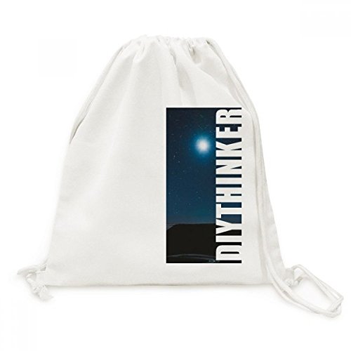 Sac dos cordon Voyage Sky Moon Nuit Toile Drawstring Backpack léger