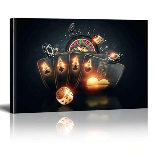 Œuvre d'art pour un salon chic tableau poker XINBAO toile de 80x110 cm