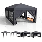 Tonnelle pliable 3 x 6 m, imperméable, stable, résistante à l'hiver, avec panneaux latéraux amovibles, protection UV et coupe vent, tonnelle de jardin, tente de fête, pour marché, festival, camping