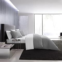 Vera Wang - Queensize-Bettbezug-Set, luxuriöse Baumwoll-Bettwäsche mit Knopfverschluss, inklusive passenden Kissenbezügen (Waffelpiqué-Zinngrau, Queensize)