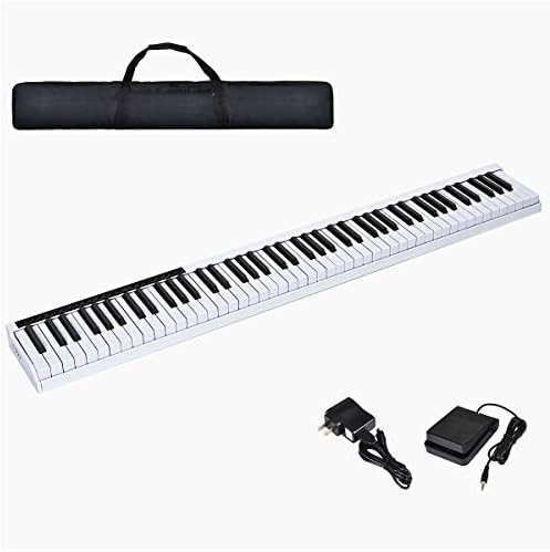 Costzon 88-Key Digital Piano, Portable Electric Keyboard Piano with Full Size Semi Weighted Keys, Sustain Pedal, Power Supply, USB/MIDI Keyboard & Carrying Case, Fit for Beginners Adults Kids, White