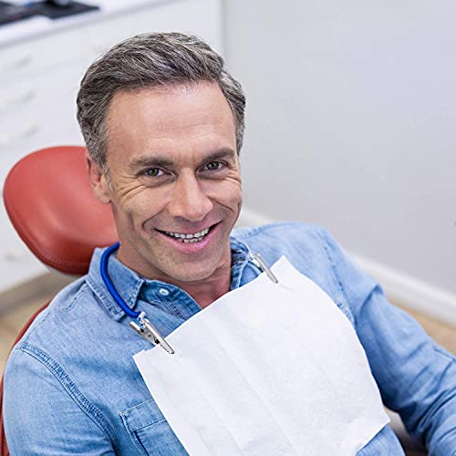 image for JMU 125 Pack Dental Bibs Disposable, White Dental Bibs 3-Ply Dentist B