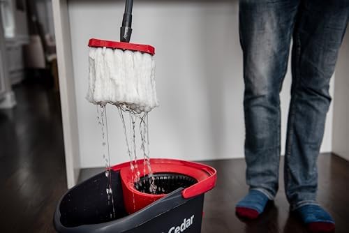 O-Cedar EasyWring Microfiber Spin Mop & Bucket Floor Cleaning System + 2 Extra Refills, Red/Gray — view 10