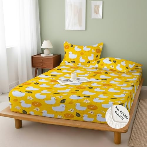 Image of Weave & Decor Cartoon Bedsheet for King Size Bed 78x78x8 Inches, Super King Size, with 2 Pillow Covers 20x30 Inches.