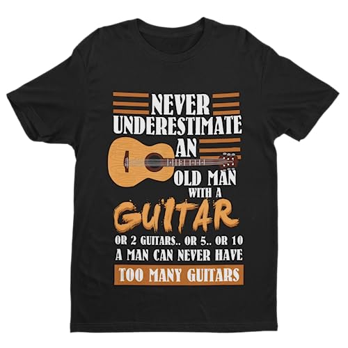 Image of Galaxy Tees Old Man with A Guitar T-Shirt - Black - XL