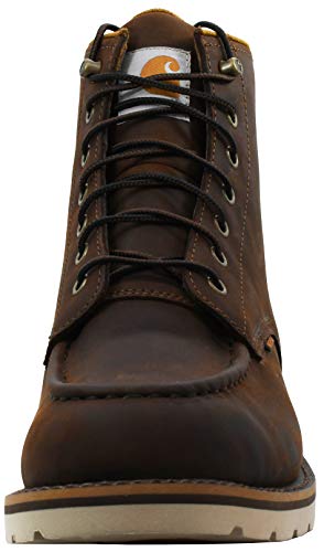 Image of Carhartt 6 inch Moc Toe Waterproof Work Boots for Men - Oil-Tanned Leather Boots with FastDry Lining, Dual-Density Rubber Wedge Traction Outsole, EH Rated