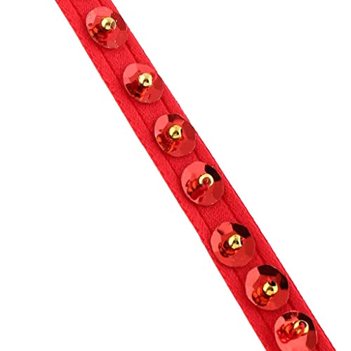 Milageto Glitter Tribal Belly Dance com Prendedor de Lantejoula Frisado para Festa Rave, Vermelho