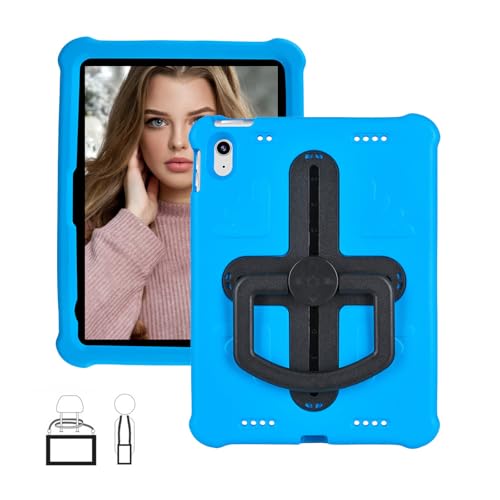 Protection iPad Pro 11 antichoc silicone bleu : coque rigide enfant avec support