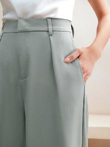 Image of KOTTY Women's High Waist Wide Leg Trousers | Solid Relaxed Fit Pants for Office, Casual Soft Flowing Polyester Blend Pants for Women