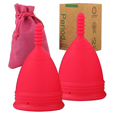 M MUNCASO 2Pcs Soft Menstrual Cups - Most Comfortable Period Cup Super Soft and Flexible - Best Sensitive Cup (Rose Red, L) Cover