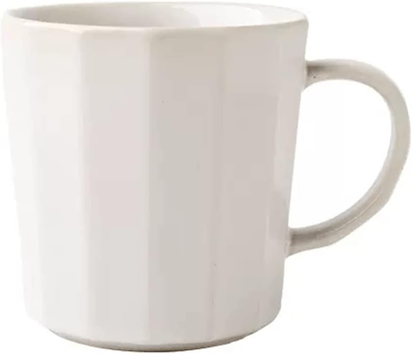 Coffee Cup Mugs 425ML Retro Pure White Vertical Grain Ceramic Coffee Cup Home Personalized Large-capacity Mug Office Creative Tea