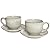 Bosmarlin Ceramic Cappuccino Cup and Saucer Set of 2, 9 Oz, Coffee Cups for Latte, Espresso, Tea, Dishwasher and Microwave Safe, Reavtive Glaze (Grey)