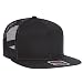 OTTO Round Flat Visor SNAP 5 Panel Mesh Back Trucker Snapback Hat - Black