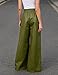 oshoplive Women's Faux Leather Pants PU High Waist Wide Leg Pants with Pockets Pleated Going Out Flare Trousers,Green XXL