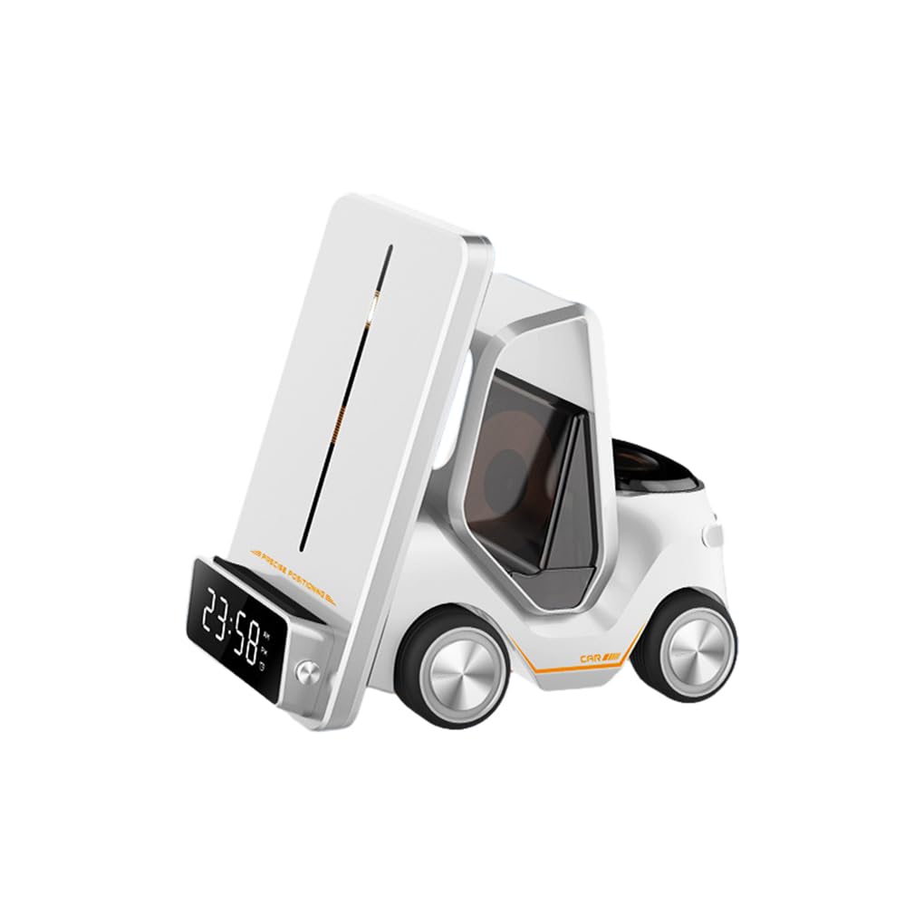 Stazione dock di ricarica rapida 5 in 1 Compatta e portatile Stazione di ricarica wireless universale ad ampia compatibilità per telefoni, Bianco