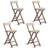 Silla plegable de bambú con respaldo, acabado en nogal