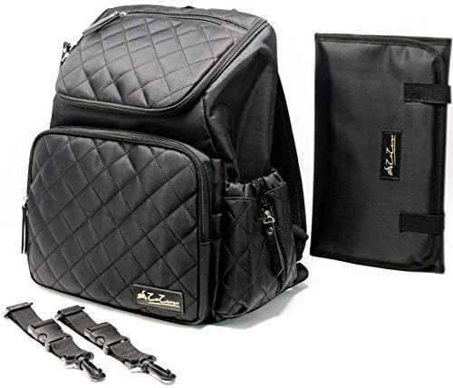 Diaper Bag Backpack for Mom - Large Multifunction Black Diaper Backpack. Stroller Straps and Changing Pad. Travel Back Pack, Baby Bag, Maternity Bag, Breast Pump Bag, Pañaleras Modernas.