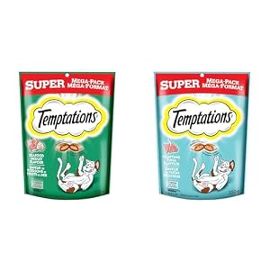 Temptations Adult Cat Treats, Seafood Medley Flavour, 350g Pouch & Adult Cat Treats, Tempting Tuna Flavour, 350g Pouch