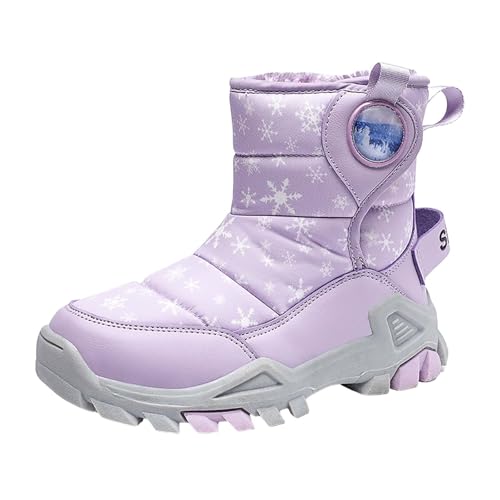 W𝐚terproof Kids Snow Boots Girls Boys Toddlers Fleece Lined Snow Boots For Boys Insulated Non Slip Mid Calf Boots