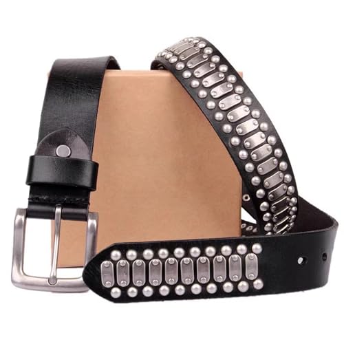Ceinture unisexe en cuir véritable clouté style punk rock vintage 38 mm