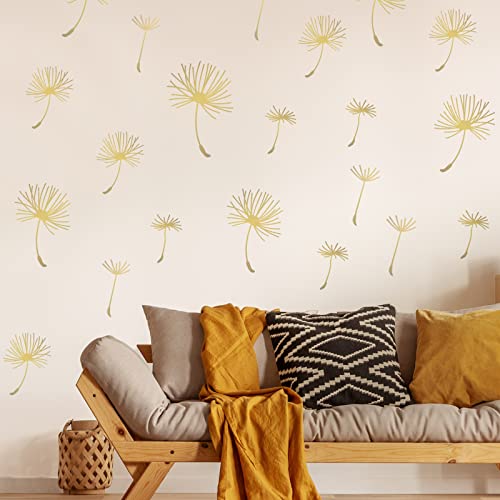 66 Pcs Wall Decals Peel And Stick Dandelion Wall Stickers Metallic Flower Murals Floral Wall Decor Sticker Wall Art Stickers For Bedroom Bathroom Living Room Nursery Office Decor (Gold,6 Pcs) #TOP5