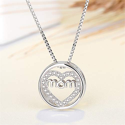 Mom Mother Birthday Gifts Necklace - Love Heart Sterling Silver Pendant Necklace, Fashion Jewelry For Women, Mother Christmas Gifts For Mom From Daughter Son With Gift Box #TOP3