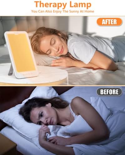 Warmodern UV-Free LED Light Therapy Lamp, 5 Adjustable Brightness Levels with 10,000 Lux, Bright White/Pure White/Warm White, Large Light Surface 60° Rotatable Stand Sunlight Lamp, 4 Timer Settings