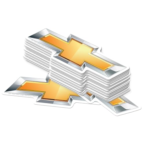 Chevrolet Bowtie Modern Emblem 50ct Vinyl Large Deluxe Sticker Pack Stacked – Stickers for Laptops, Water Bottles, Scrapbooking, Skateboards, Indoor/Outdoor – Officially Licensed