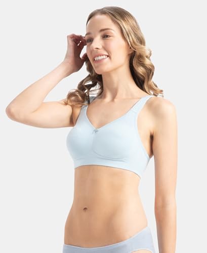 Image of Jockey FE41 Women Wirefree Non Padded Super Combed Cotton Elastane Stretch Full Coverage Everyday Bra with Concealed Shaper Panel