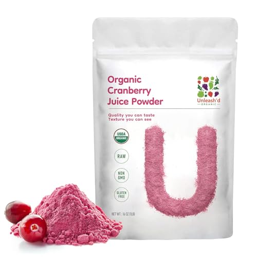 Unleashd Organic Organic Cranberry Juice Powder 16 oz 100% Pure Superfood Rich in Antioxidants & Vitamins Natural Nutrient Boost
