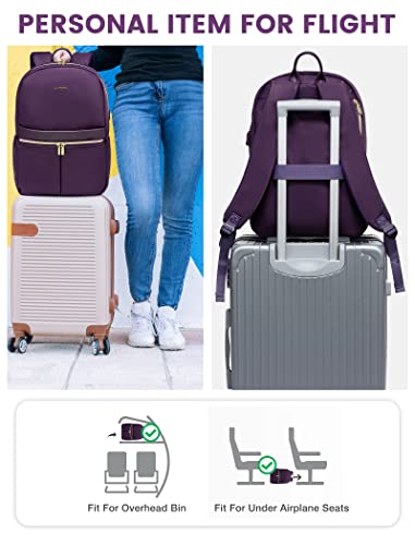 Lovevook Laptop Backpack Women, Stylish Work Bagpack With Usb Charging Port, Travel Notebook Backpack Bag Fits 15.6" Computer, For College Work Teacher Nurse Commute,Gifts For Women, Purple #TOP5