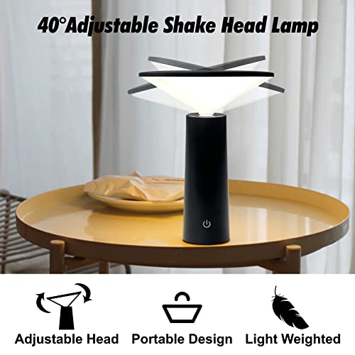 Wakdop Cordless Table Lamp - Led Mushroom Lamp With 3 Color Temperature Touch Control Lamps Battery Powered Light For Bedroom, Table, Bookshelf, Bar, Indoor & Outdoor (Black) #TOP1