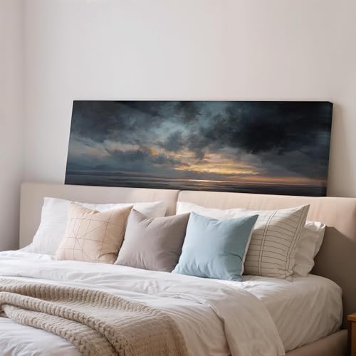 Toile imprimée texturée de 45 x 135 cm au motif de paysage côtier