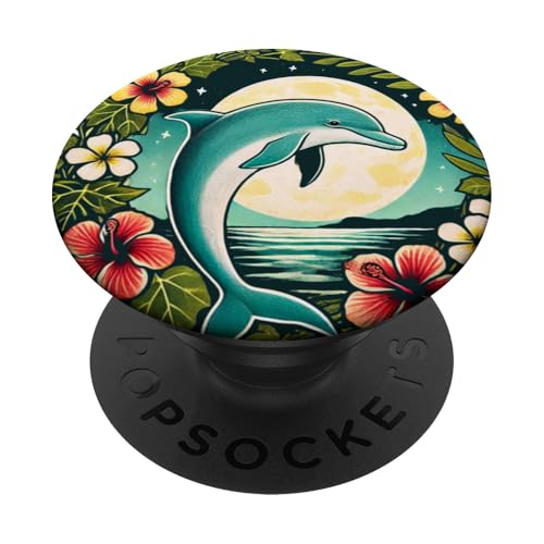 Tropical Dolphin I Love delfines arte playa PopSockets PopGrip Intercambiable