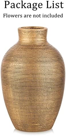 Sziqiqi Decorative Vases for Living Room - Gold Ceramic Vase Small Unusual Vases Handmade Vintage Bud Vases for Flowers for Dinning Room Bedroom Table Centerpiece Decoration