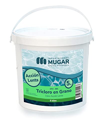 Mugar-5 kgs Cloro Lento en Grano- De Disolución Lenta- Tricloro Granulado- Envases de 5 kg- Desinfectante para Piscinas en Formato Sólido-